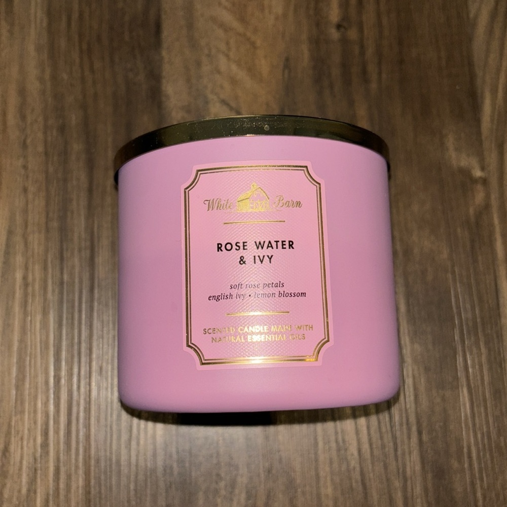 Bath & Body Works Rose Water & Ivy 3 Wick Candle - NWT